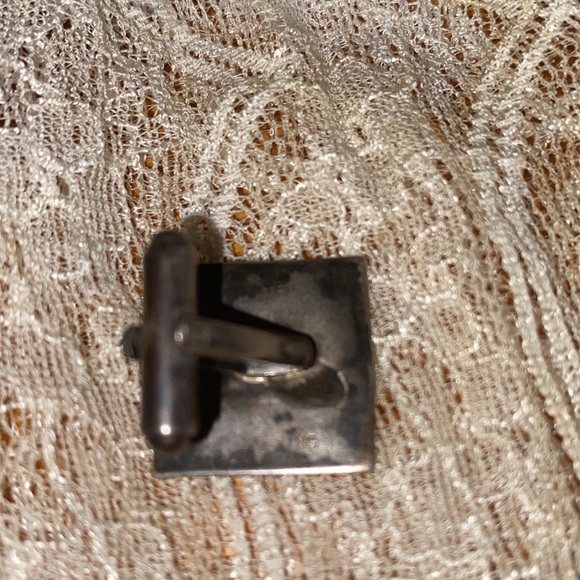 Vintage Stuart NYE sterling marked square pinecone design angled cuff links - Picture 5 of 8